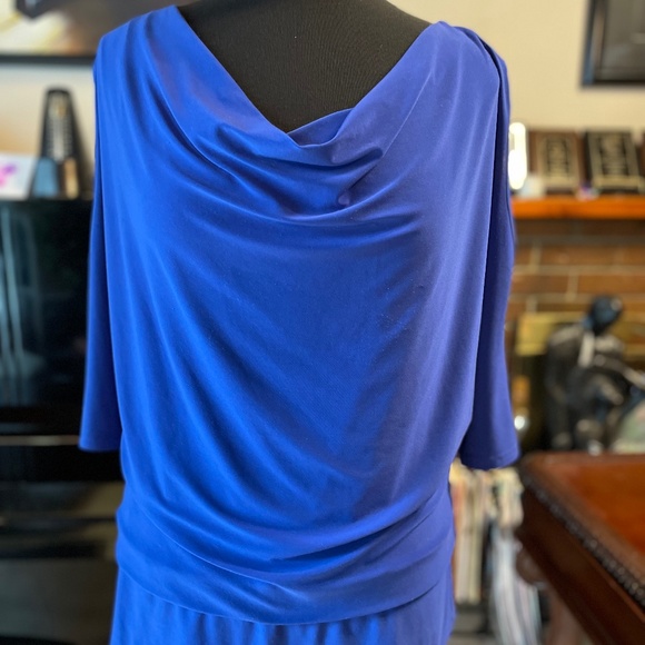 VTG 90s JOSEPH RIBKOFF Blue Stretch Blouse Shirt Top - Picture 6 of 7